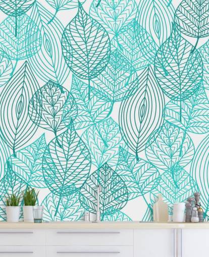 Blue Drawn Leaves Wallpaper Blue Drawn Leaves Wallpaper
