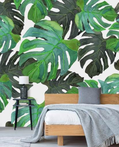 Dark and Light Green Tropical Palm Leaf Wallpaper Dark and Light Green Tropical Palm Leaf Wallpaper