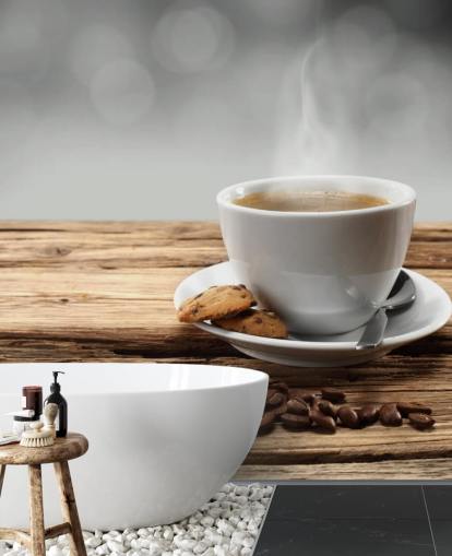 Hot Coffee Biscuit and Spilled Coffee Beans Wallpaper Hot Coffee Biscuit and Spilled Coffee Beans Wallpaper