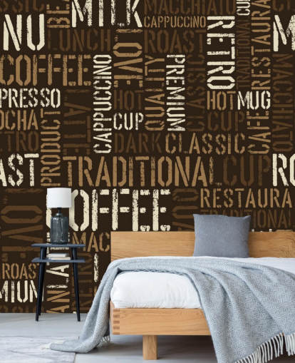 Fondo de pantalla de montaje de nombres de café marrón y blanco Fondo de pantalla de montaje de nombres de café marrón y blanco