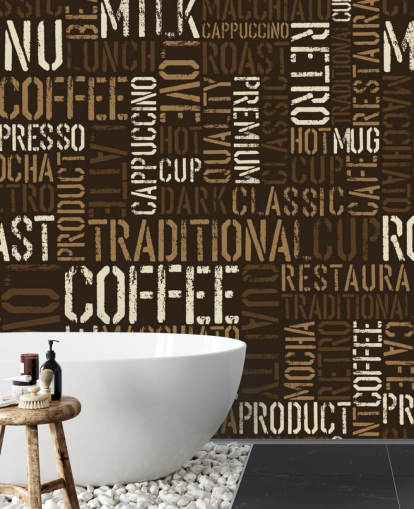 Brown and White Coffee Names Montage Wallpaper Brown and White Coffee Names Montage Wallpaper