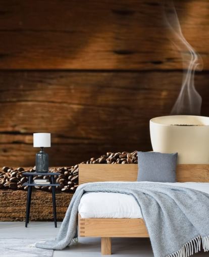 Heet kopje koffie en gemorste koffiebonen behang Heet kopje koffie en gemorste koffiebonen behang