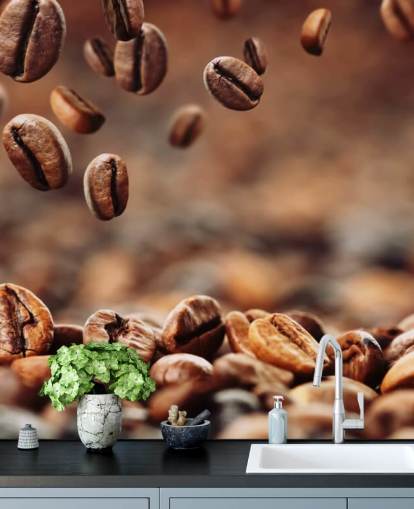 Decorazione murale con chicchi di caffè Decorazione murale con chicchi di caffè