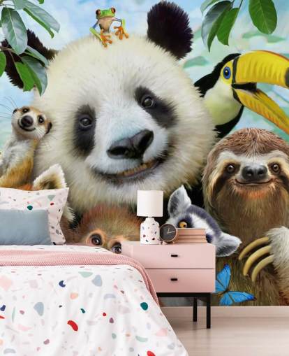 Selfie-Tapete mit Zoo-Tieren Selfie-Tapete mit Zoo-Tieren