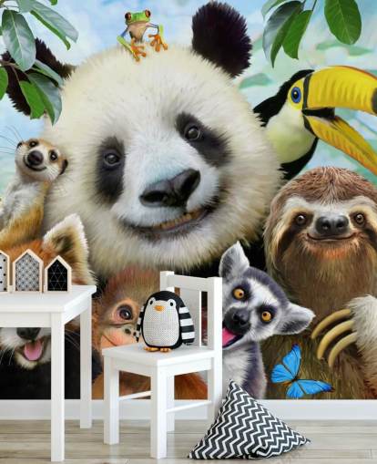 Papier peint Zoo Animal Selfie Papier peint Zoo Animal Selfie