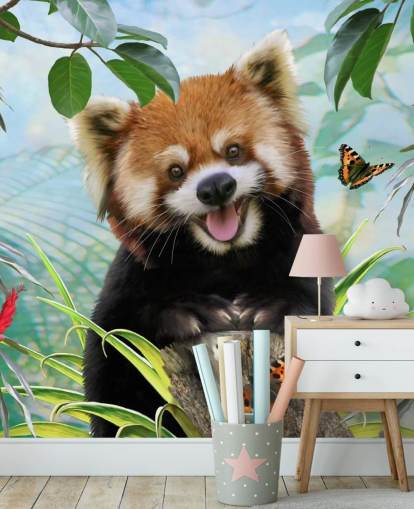 Red Panda mit Schmetterlingen Selfie Tapete Red Panda mit Schmetterlingen Selfie Tapete