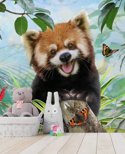 Red Panda with Butterflies Selfie Wallpaper Red Panda with Butterflies Selfie Wallpaper
