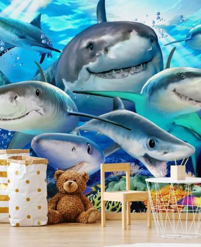 Papel de parede Fun Sharks Selfie Papel de parede Fun Sharks Selfie