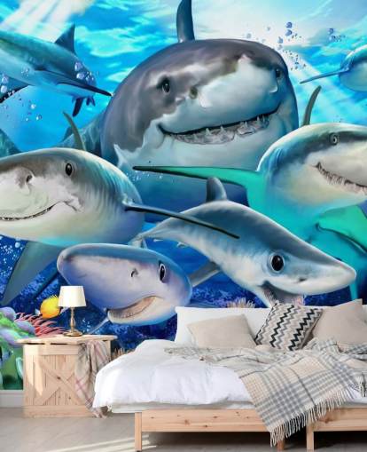 Morsomme Sharks Selfie Bakgrunn Morsomme Sharks Selfie Bakgrunn