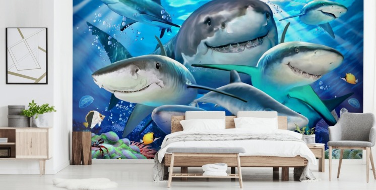 Papier peint Fun Sharks Selfie