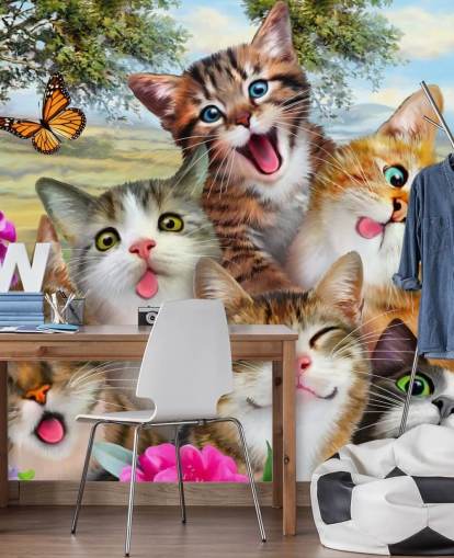 Leuke en grappige kattenselfie-achtergrond Leuke en grappige kattenselfie-achtergrond