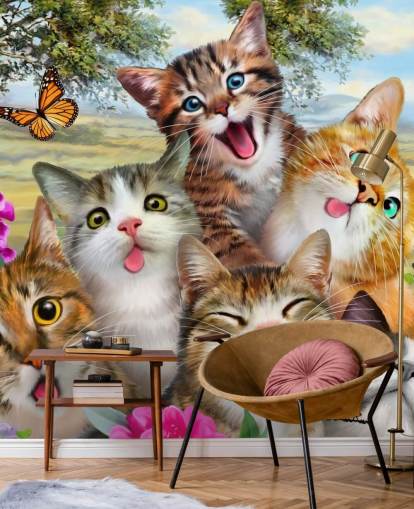 Nette und lustige Katzen-Selfie-Tapete Nette und lustige Katzen-Selfie-Tapete