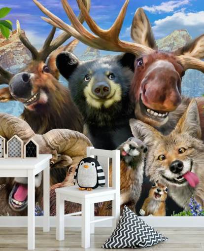 Mountain Animals Wall Mural Mountain Animals Wall Mural
