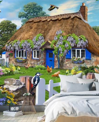 stenet sommerhus omgivet af natur tapet stenet sommerhus omgivet af natur tapet