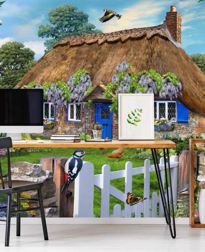 stenet sommerhus omgivet af natur tapet stenet sommerhus omgivet af natur tapet