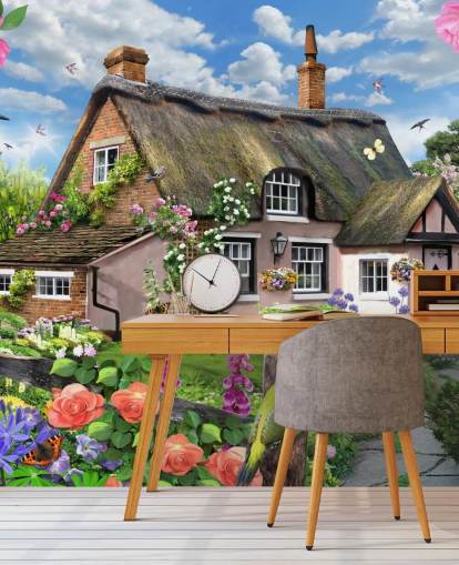 pink cottage with lovely garden wallpaper pink cottage with lovely garden wallpaper