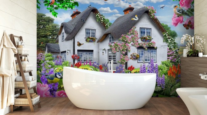wit cottage-behang