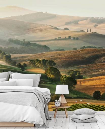 papier peint mural de paysage vert et orange appelé Italian Countryside pour les salles à manger, les cuisines et les restaurants papier peint mural de paysage vert et orange appelé Italian Countryside pour les salles à manger, les cuisines et les restaurants