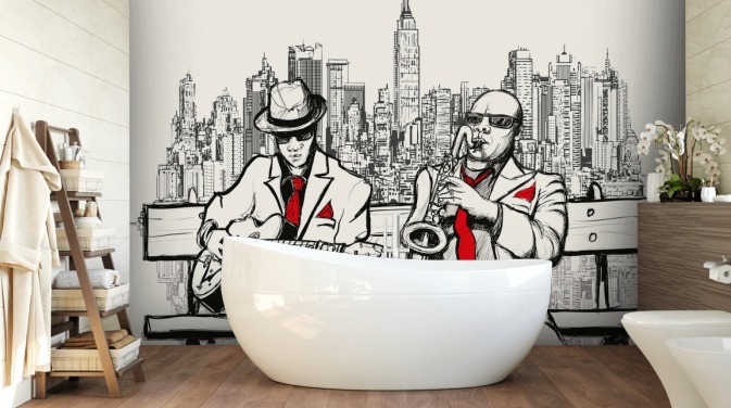 New York Jazz Bench Vægmaleri