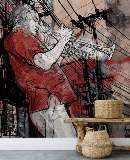 Decorazione murale con disegno di musicisti jazz Decorazione murale con disegno di musicisti jazz