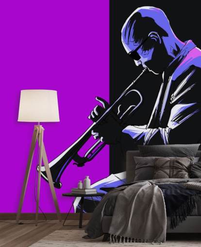 fondo de pantalla de arte abstracto púrpura y negro del músico de jazz fondo de pantalla de arte abstracto púrpura y negro del músico de jazz