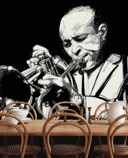 Black and White Art of Jazz Player Wallpaper Black and White Art of Jazz Player Wallpaper