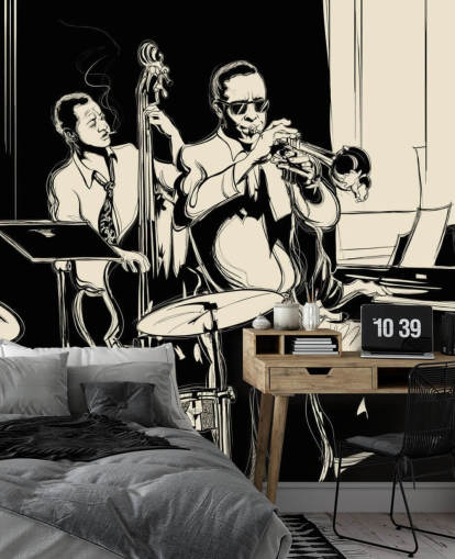 Black and White Jazz Band Abstract Wallpaper Black and White Jazz Band Abstract Wallpaper