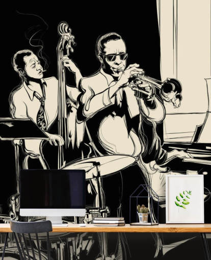 Svart-hvitt Jazz Band Abstrakt Bakgrunn Svart-hvitt Jazz Band Abstrakt Bakgrunn