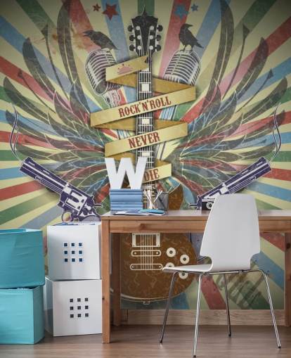 Papel de Parede Rock n Roll Guitar and Guns Papel de Parede Rock n Roll Guitar and Guns