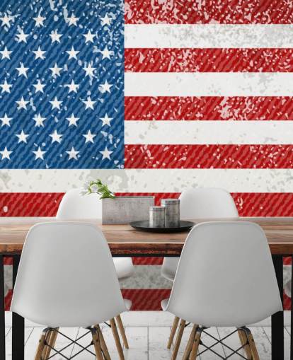 Rustik Amerikansk Flag Vægmaleri Rustik Amerikansk Flag Vægmaleri