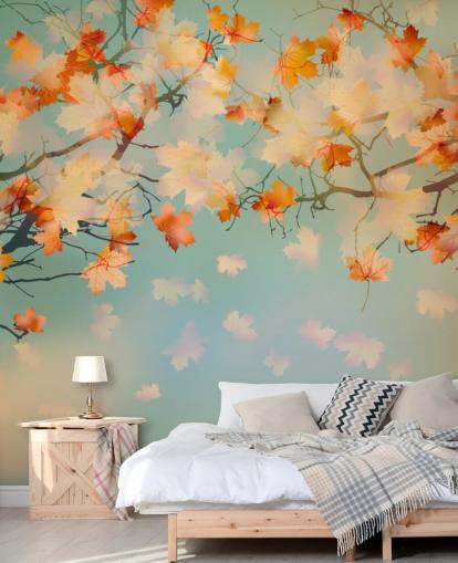 feuilles d'orange illustrées sur fond d'écran bleu ciel feuilles d'orange illustrées sur fond d'écran bleu ciel