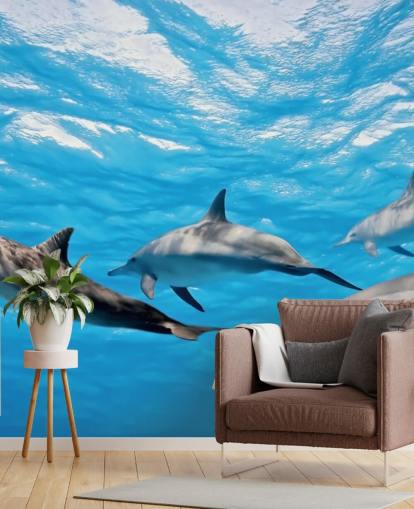 Papel de Parede Dolphins in Ocean Papel de Parede Dolphins in Ocean