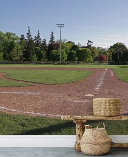 Basebollplan vid skymningen väggmålning Basebollplan vid skymningen väggmålning