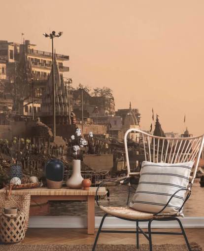 Ganges River by Buildings Wall Mural Ganges River by Buildings Wall Mural