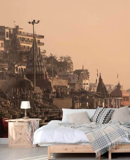 Ganges River by Buildings Wall Mural Ganges River by Buildings Wall Mural