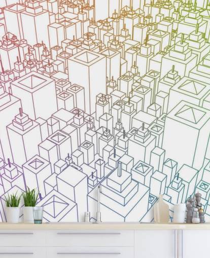 3D Colour Cityscape Wall Mural 3D Colour Cityscape Wall Mural