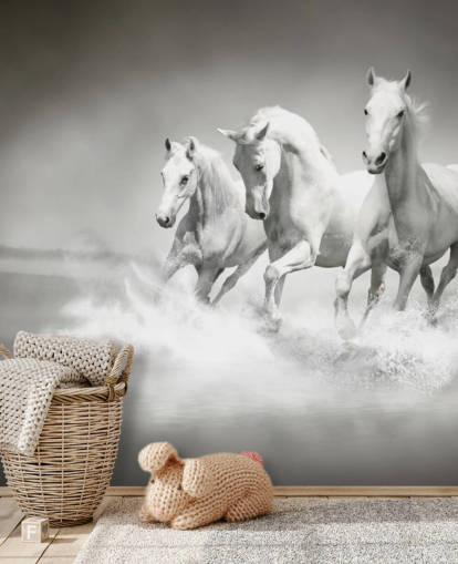 sort/hvid tilpasselig hestetapet kaldet Horses Black & White til virksomheder, stuer og køkkener sort/hvid tilpasselig hestetapet kaldet Horses Black & White til virksomheder, stuer og køkkener