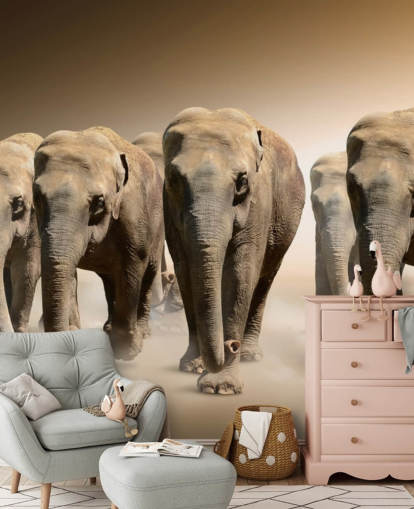 Decorazione murale con gruppo di elefanti Decorazione murale con gruppo di elefanti