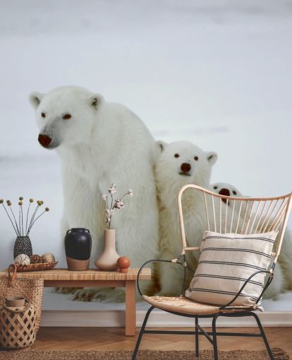 Papel pintado Oso polar con cachorros Papel pintado Oso polar con cachorros