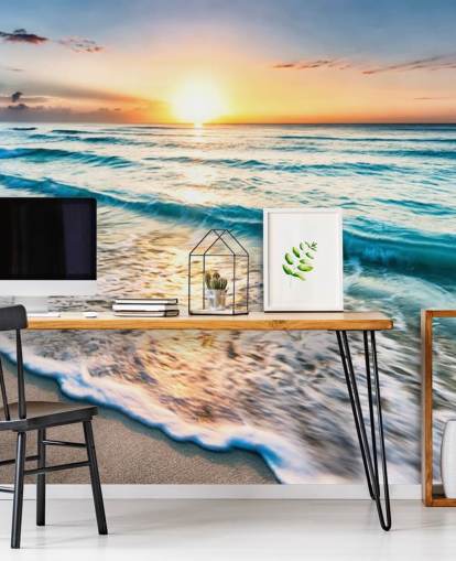 customizable beach wallpaper mural called Cancun Beach Sunrise, Mexico for offices or bathrooms customizable beach wallpaper mural called Cancun Beach Sunrise, Mexico for offices or bathrooms