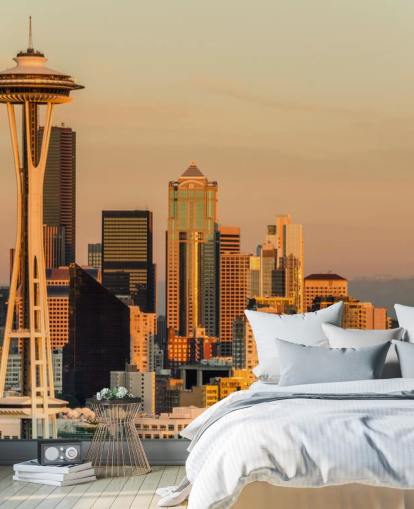 Seattle in the Evening Wallpaper Seattle in the Evening Wallpaper