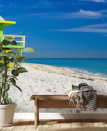 Green Lifeguard Hut on Beach Wallpaper Green Lifeguard Hut on Beach Wallpaper