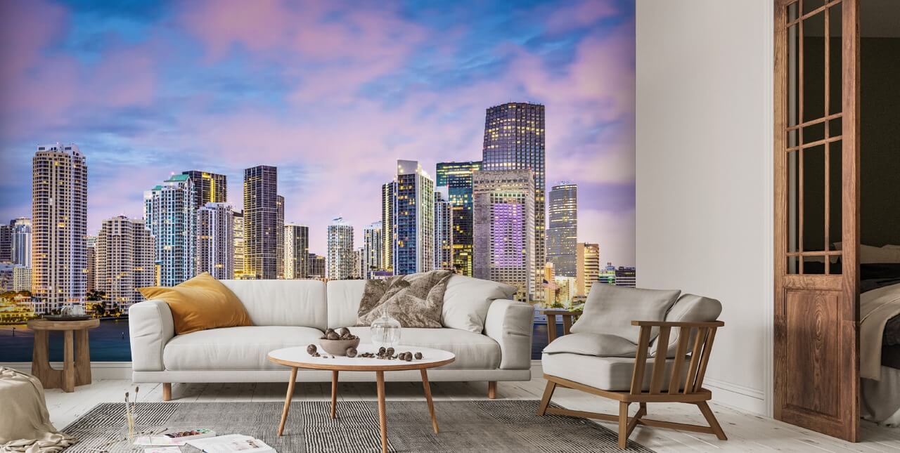 Miami Skyline, Florida Wallpaper Mural | Wallsauce US