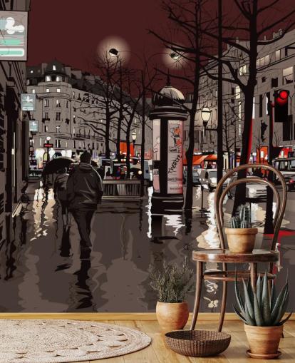 Paris in the Rain Wall Mural Paris in the Rain Wall Mural