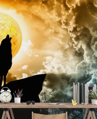Howling Wolf at Sunset Wallpaper Howling Wolf at Sunset Wallpaper