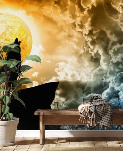 Howling Wolf vid solnedgången Bakgrund Howling Wolf vid solnedgången Bakgrund