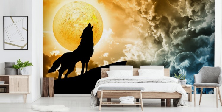 Howling Wolf at Sunset Wallpaper