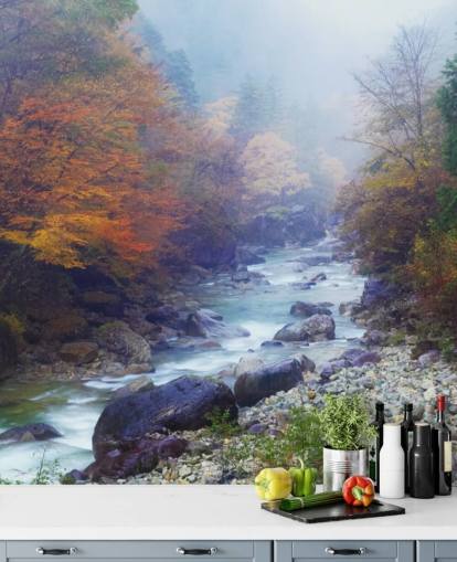 Papier peint Misty Autumn River Papier peint Misty Autumn River
