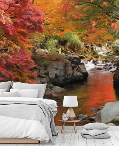 Carta da parati autunno fiume giapponese Carta da parati autunno fiume giapponese