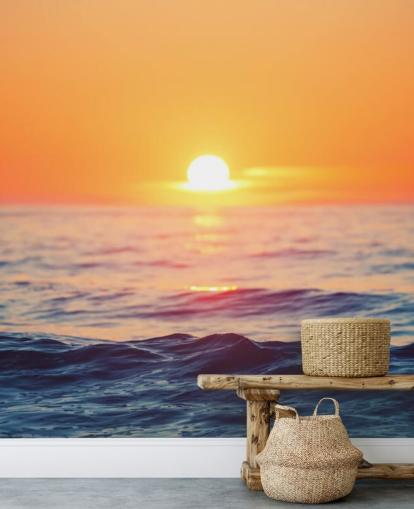 Sunrise Ocean Wall Muurschildering Sunrise Ocean Wall Muurschildering